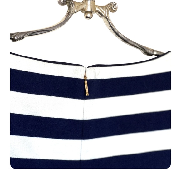 Tory Burch Augusta Blue and White Striped Short-Sleeve Sheath Dress Size L - Picture 10 of 14